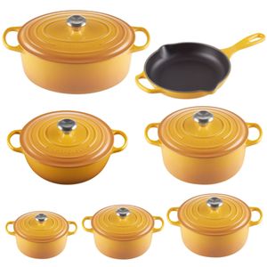 KIT LE CREUSET 7 PEÇAS PANELA OVAL 31CM + PANELAS REDONDAS 20 22 24 26 CM + MARMITA 26CM  + SKILLET C/ALÇA 26CM NÉCTAR