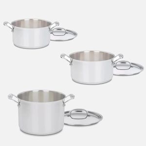 KIT CUISINART CHEF'S CLASSIC 3 PANELAS EM AÇO INOX 6,6, 8 E 10 LITROS