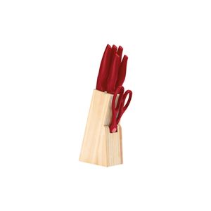 Conjunto Facas 7 peças c/ Cepo Cross- Vermelho