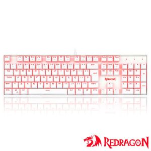 Teclado Mecânico Gamer para Windows e Mac Mitra Single Color Branco Switch Marrom - Redragon - K551W