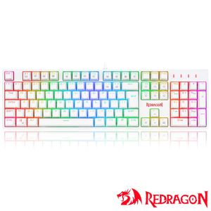 Teclado Óptico Gamer para Windows e Mac Surara Pro Rgb Branco e Vermelho - Redragon - K582W-RGB-PRO