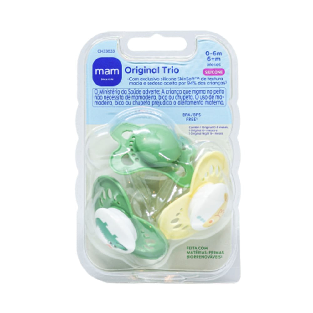 Kit com 3 Chupetas Original Bico de Silicone 0m+ Neutra Kit com 3 Chupetas Original Bico de Silicone 0m+ Neutra