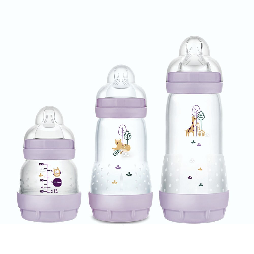 Kit com 3 Mamadeiras Easy Start 130/260/320ml - MAM - Lilás | Fastshop