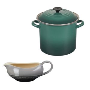 KIT LE CREUSET STOCKPOT EM AÇO INOX 22CM 7,6L ARTICHAUT E MOLHEIRA 460ML CINZA FLINT