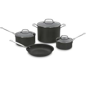 CONJUNTO CUISINART DE PANELAS ANODIZADAS CHEF'S CLASSIC 7 PEÇAS PRETO 66-7P1
