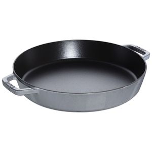 Frigideira Redonda com Duas Alças, 34cm, Cinza Grafite, Ferro Fundido
