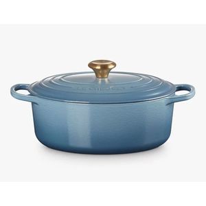 PANELA OVAL LE CREUSET SIGNATURE 31CM FERRO ESMALTADO AZUL CHAMBRAY