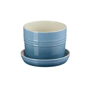 VASO PARA ERVAS LE CREUSET 14CM COM BANDEIJA EM CERÂMICA - Azul Chambray