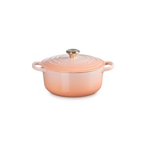 PANELA REDONDA LE CREUSET 24CM SIGNATURE FERRO ESMALTADO PESSEGO PECHE 21177244234450