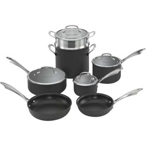 CONJUNTO CUISINART DE PANELAS ANODIZADA ANTIADERENTE 11 PEÇAS PRETO DSA-11