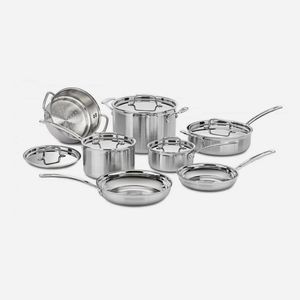 CONJUNTO CUISINART DE PANELAS MULTICLAD PRO 12 PEÇAS EM AÇO INOX MCP-12N