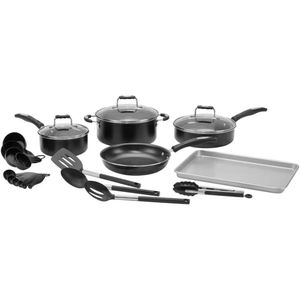 CONJUNTO CUISINART DE PANELAS CHEF ANTIADERENTE PRETO 22 PEÇAS P55-22BK