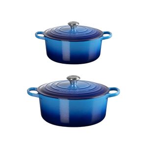 KIT LE CREUSET 2 PANELAS REDONDAS EM FERRO FUNDIDO 20 E 22CM AZURE BLUE