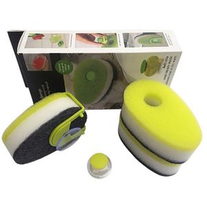 Jogo 3 Esponjas Suporte com Ventosa Dispenser Sabão Líquido