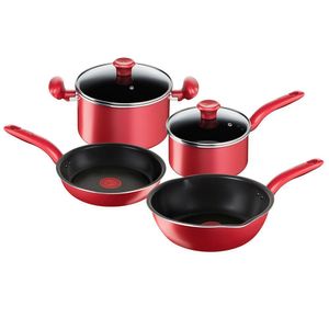 Jogo de Panelas So Chef com 4 Peças Fundo Triplo de Indução Vermelha - Tefal