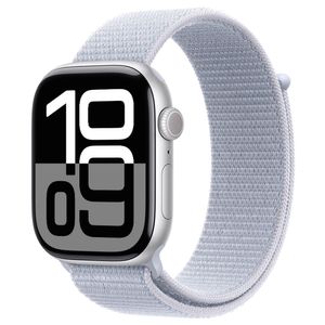 Apple Watch Series 10 (GPS, 46 mm) Caixa de Alumínio Prateada, Pulseira Loop Esportiva Nuvem Azul