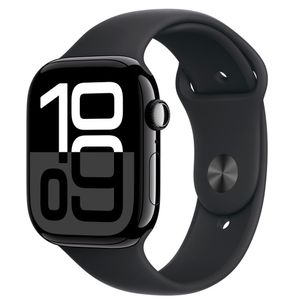 Apple Watch Series 10 (GPS + Cellular 46 mm) Caixa de Alumínio Preta, Pulseira Esportiva Preta M/G