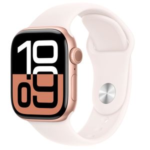 Apple Watch Series 10 (GPS + Cellular 42 mm) Caixa de Alumínio Ouro Rosa, Pulseira Esportiva Blush Clara M/G