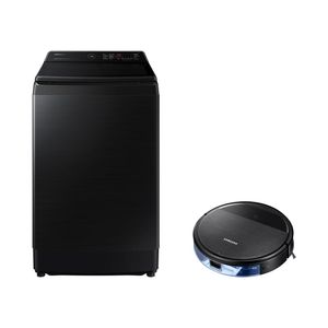 Lavadora Smart Samsung Digital Inverter WA14CG Black 14kg 127V + Aspirador Robô com conectividade Wi-FI Combo