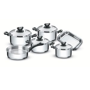 Jogo de Panelas Tramontina 6 Peças Solar Baquelite em Aço Inox com Fundo Triplo com Cabos e Alças de Baquelite