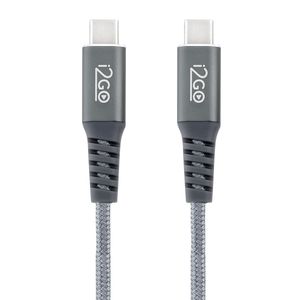 Cabo USB-C + USB-C i2GO 2m 3a Nylon Trançado Chumbo