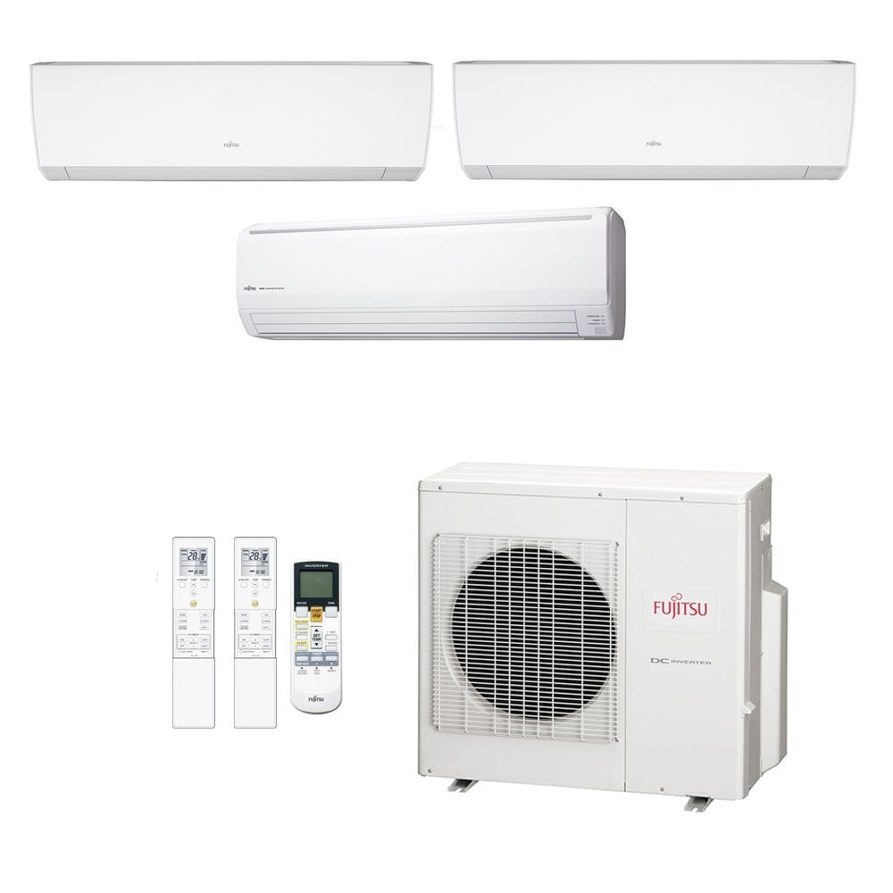 Ar Condicionado Multisplit Tri 48000 Btu(2x12000+24000) Quente/frio - Inverter - Fujitsu - 220v - Asbg12lmcaasbg24lfca / Aobg30lat4