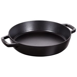 Frigideira Redonda com Duas Alças, 26cm, Preta, Ferro Fundido