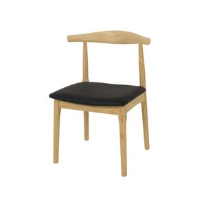 Cadeira Estofada para Mesa Sala de Jantar Carina Betula Elbow Hans Wegner Preta